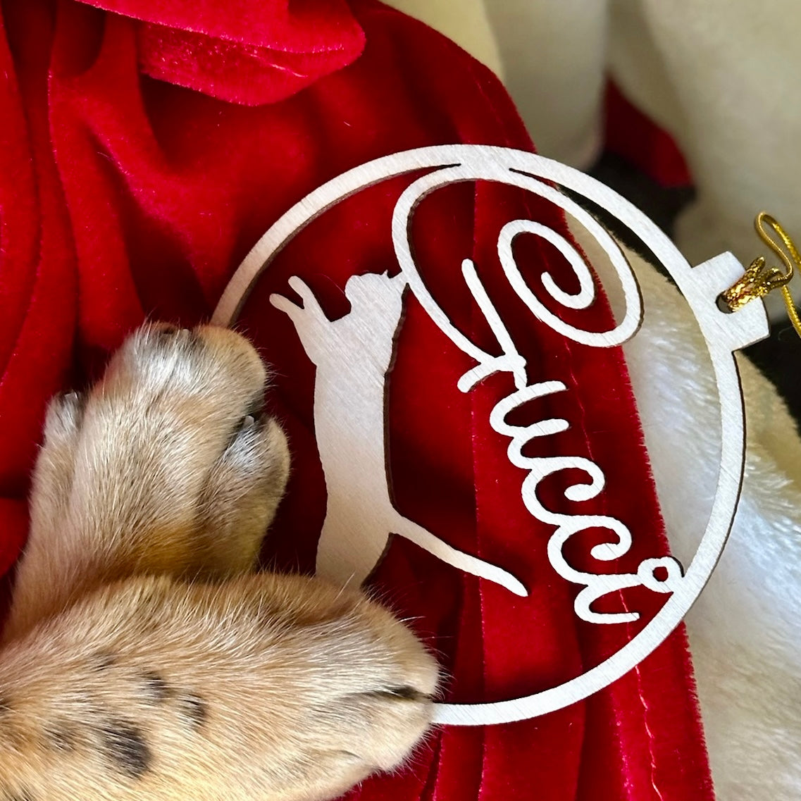 Katzen-Weihnachtskugel | Eigener Name und Silhouette