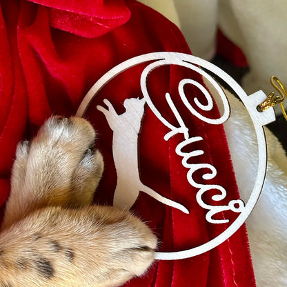 Katzen-Weihnachtskugel | Eigener Name und Silhouette