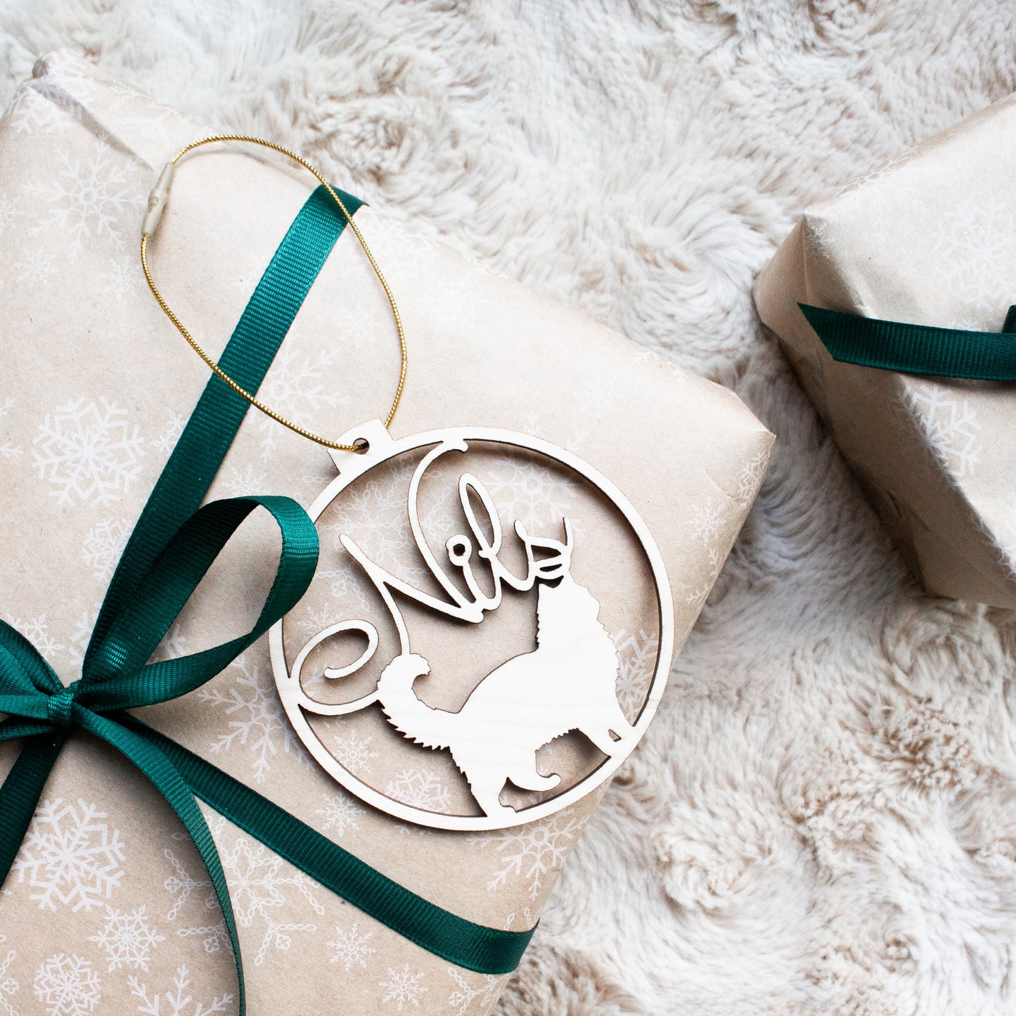 Katzen-Weihnachtskugel | Eigener Name und Silhouette
