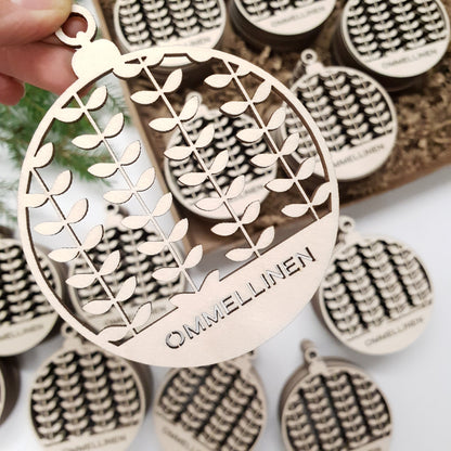Joulukuusenkoristeet ja joulupallot oma logo kuva nimi yrityslahjat valmistamme nopeasti Eco Decor Oy