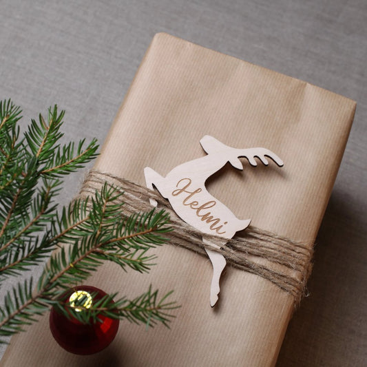 Namensschild für Geschenkverpackung | Elf | Eigener Name, Text oder Logo